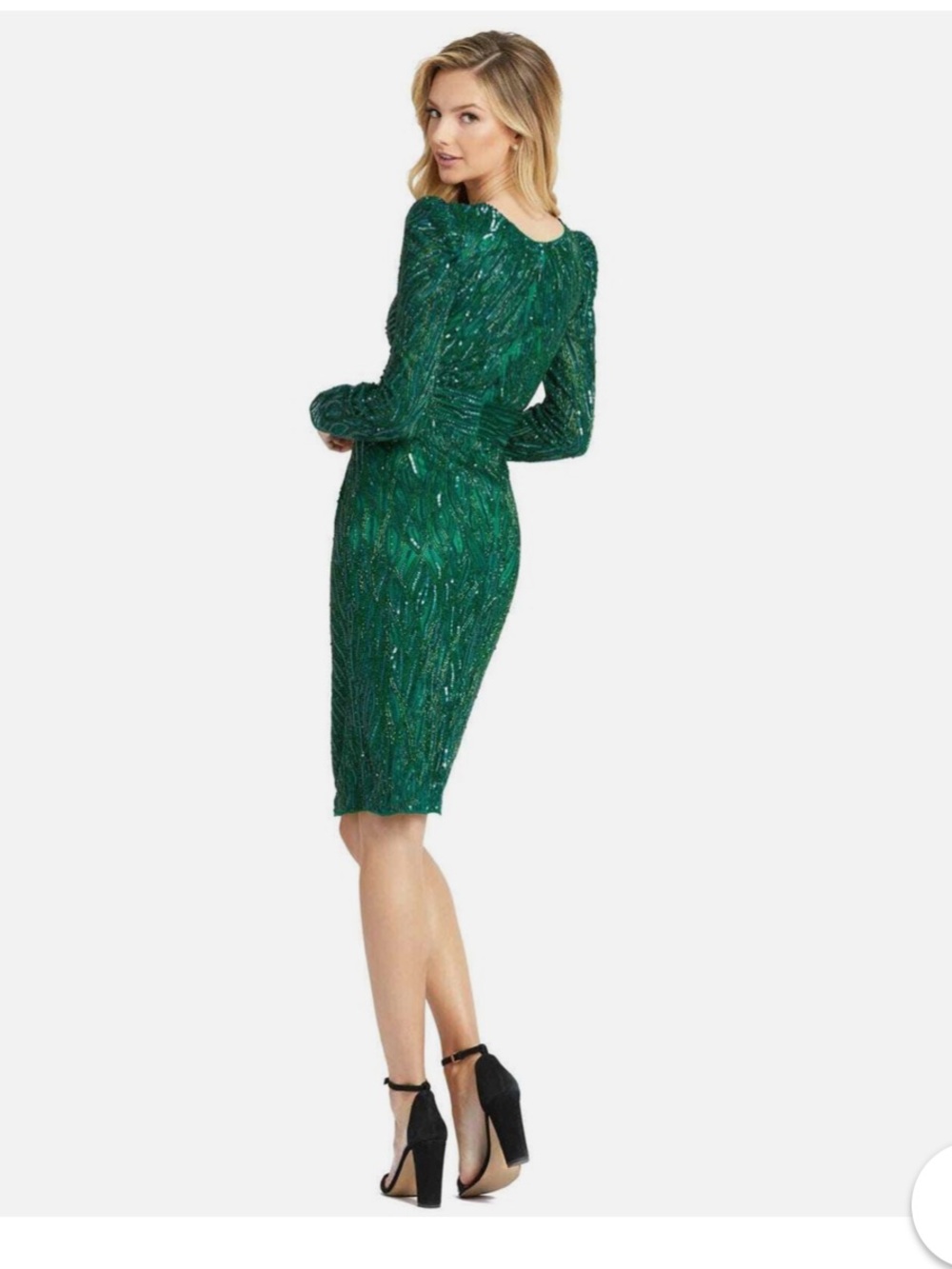 NWT Mac Duggal Embellished Sequin Cocktail Part Dress Emerald Green - Picture 2 of 4